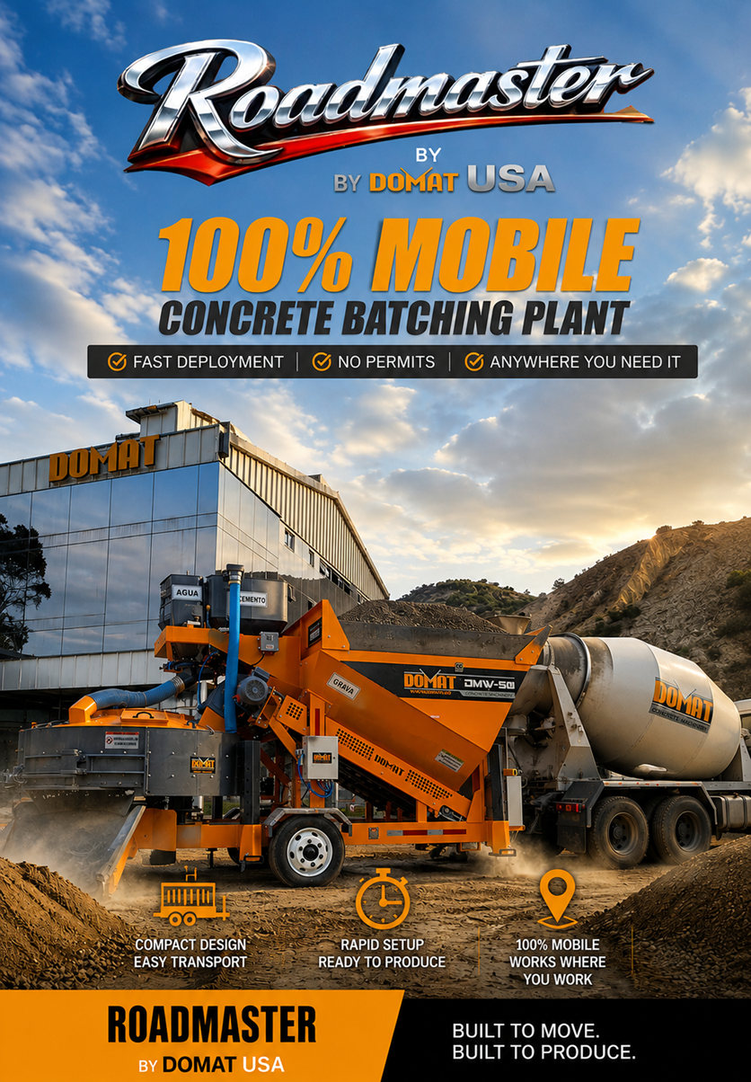 RoadMaster mobile concrete plant supporting flexible jobsite production